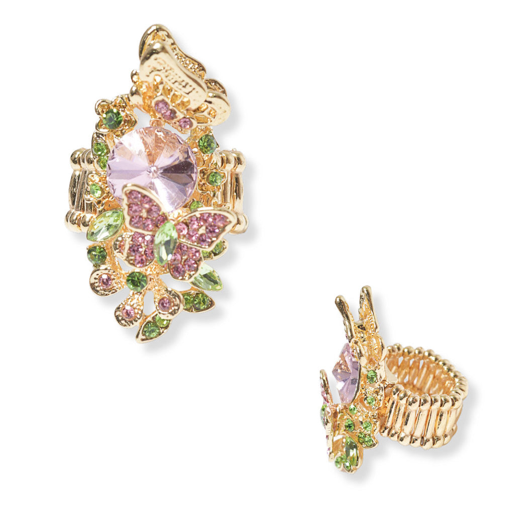 Crystal Paved Butterfly Stretch Ring