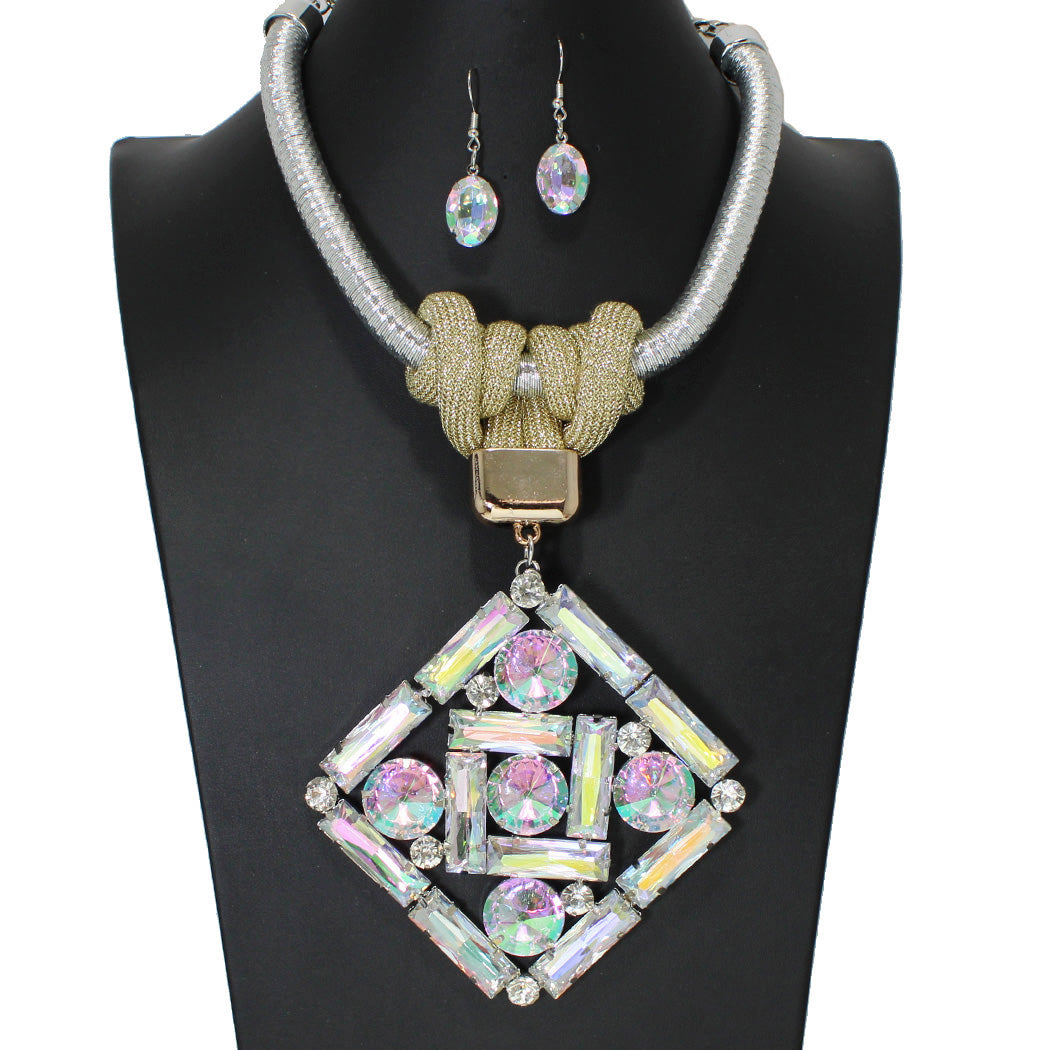 Silver and Gold Knot Necklace Set