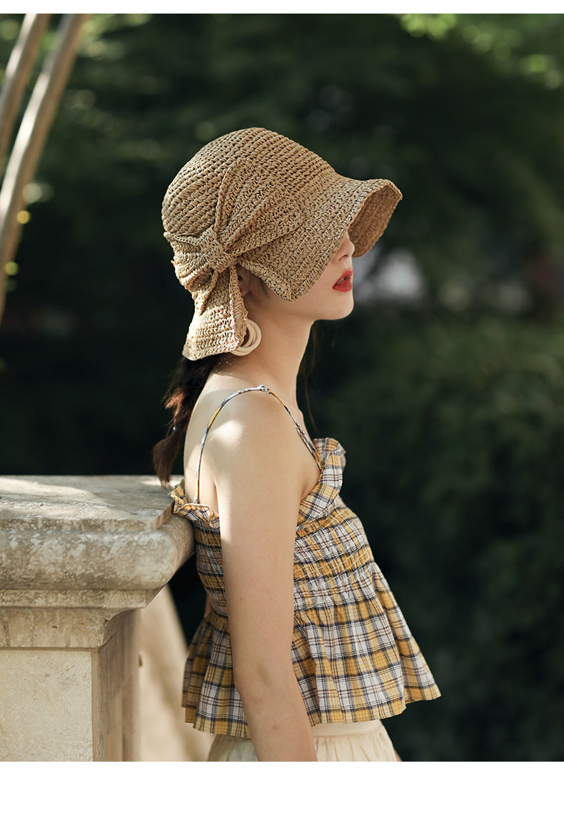 Convertible Straw Bow Hat
