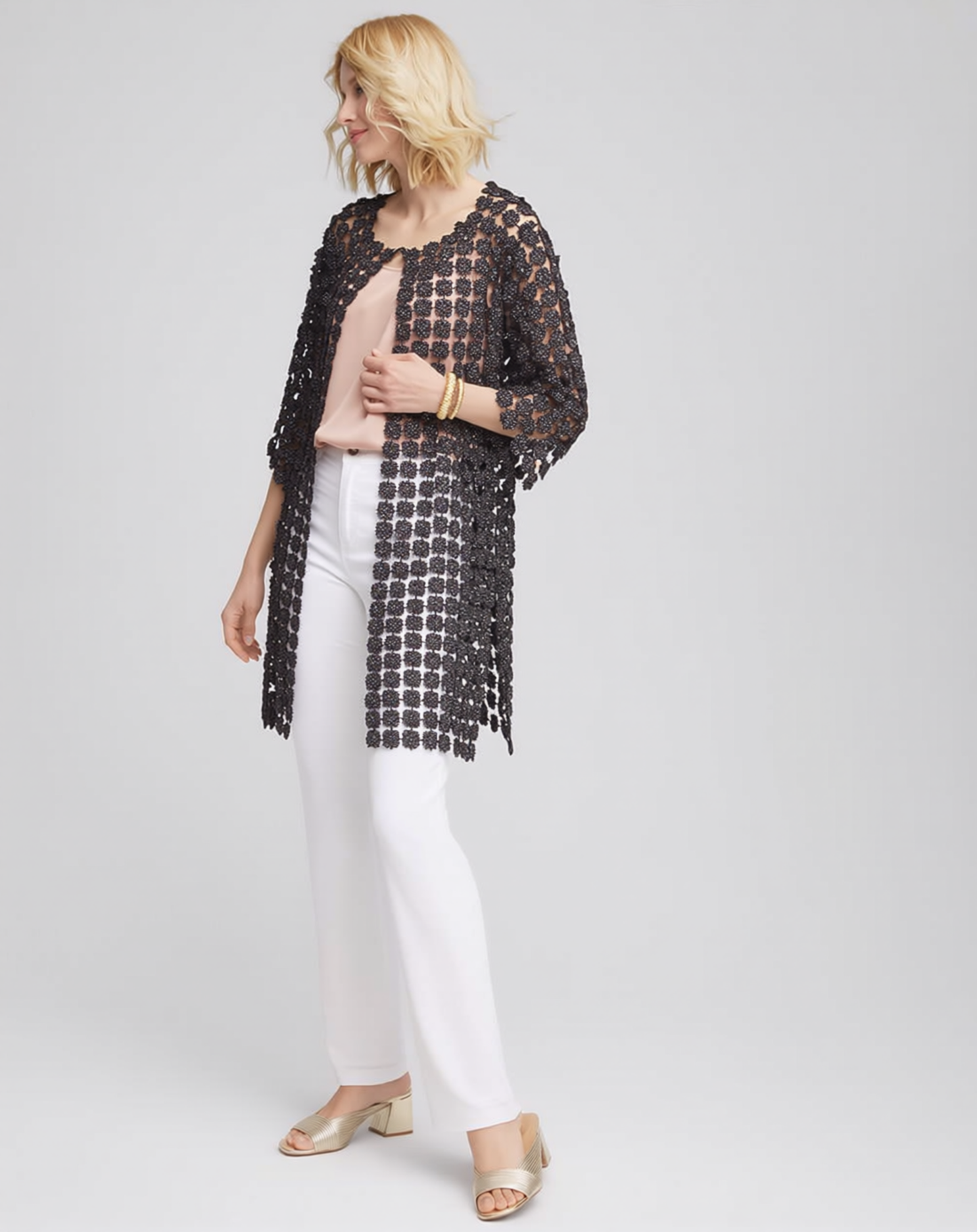 Long Lace Jacket | Black Sheer Elegant Layering Piece