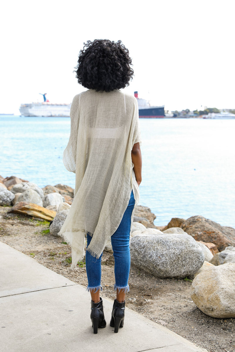 Boho Chic Sequin-Trim Kimono