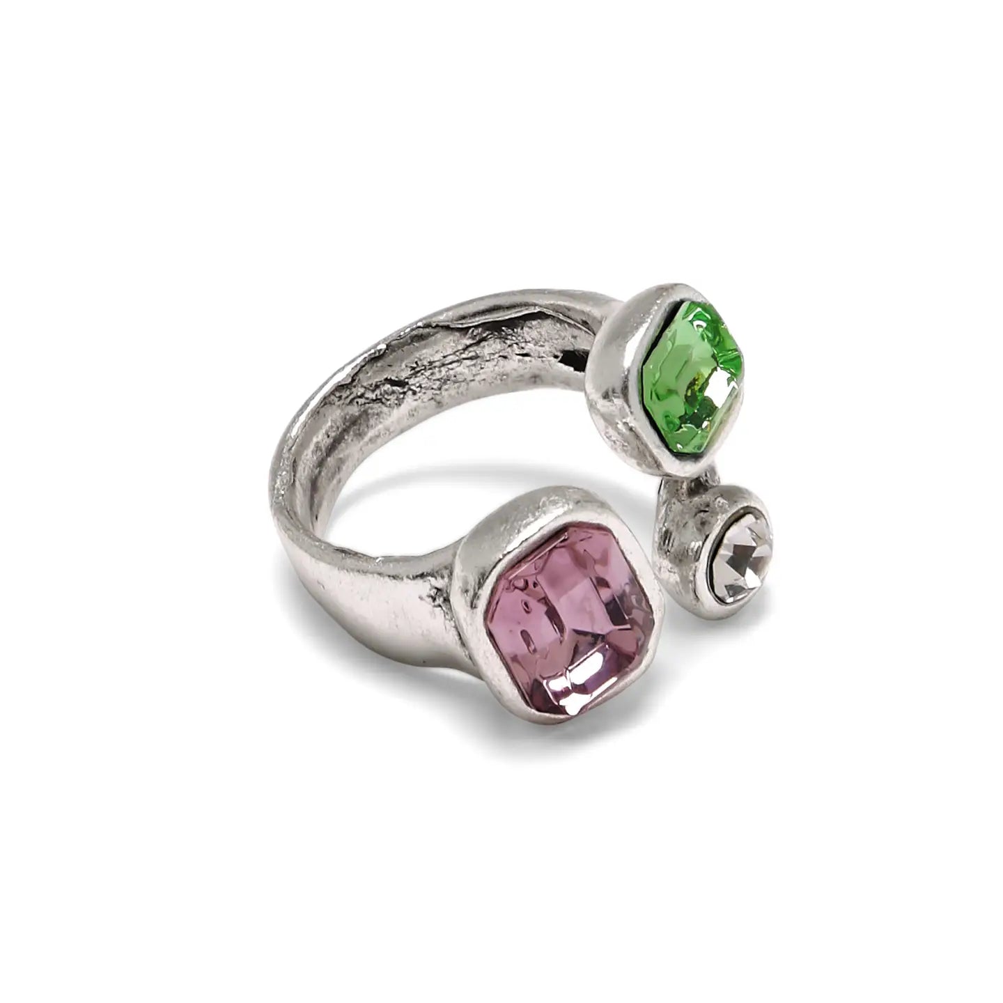 Aurora Crystal Statement Ring – Silver 925 Plated Adjustable