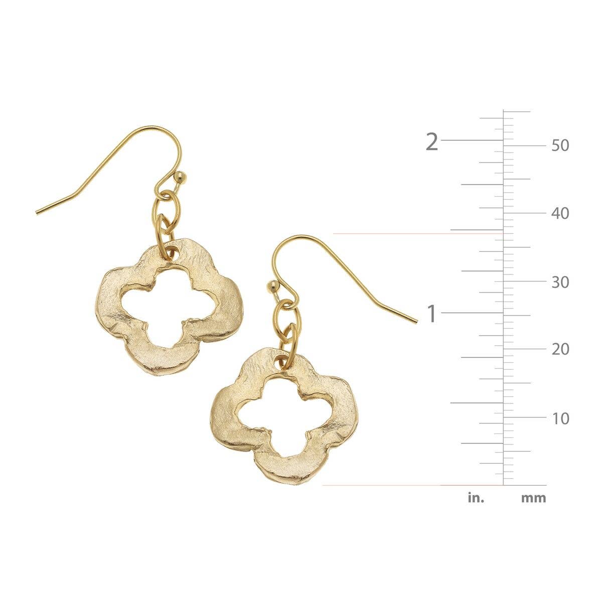 Gold Clover Earrings | Handmade Gold Dangle Earrings
