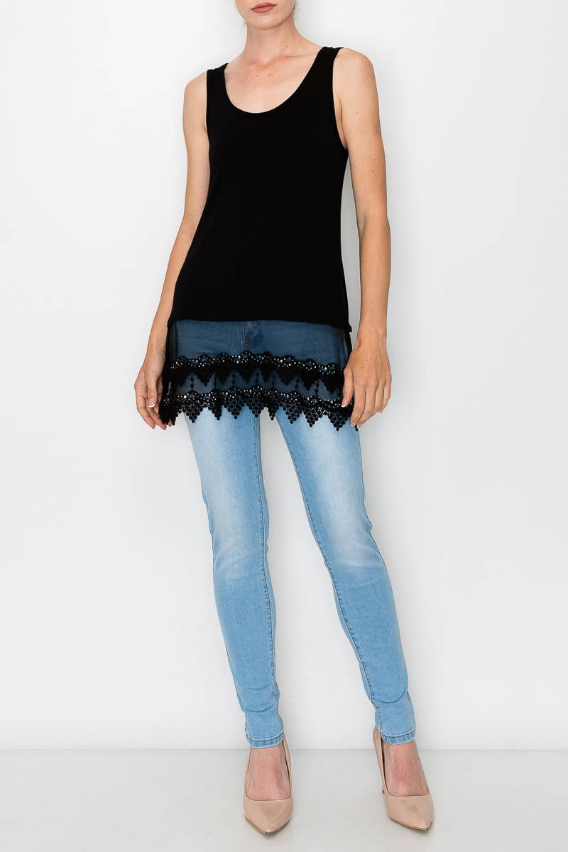 Ultra-soft Blinged Hem Tank Top