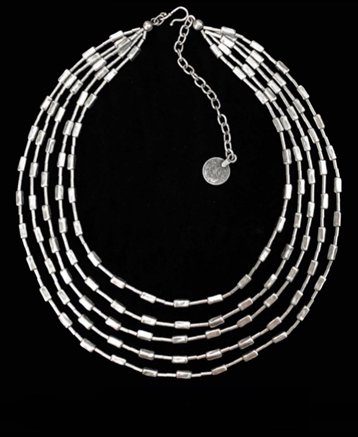 Five-Strand Silver Statement Necklace