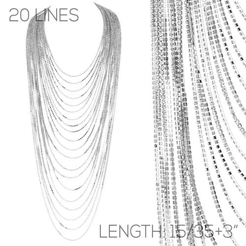 Layered Silver Rhinestone Necklace