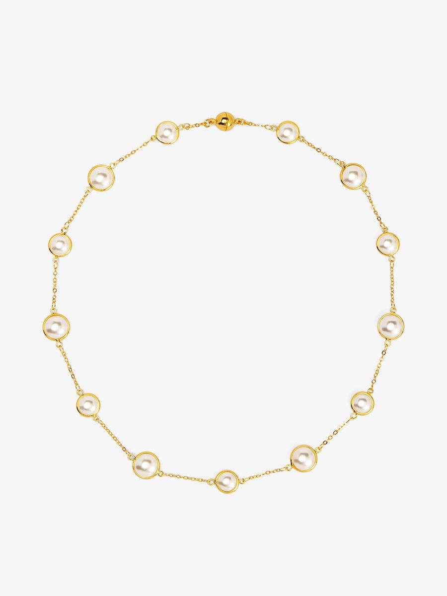 Half Pearl and Chain Magnetic Necklace | Modern Pearl Statement Necklace