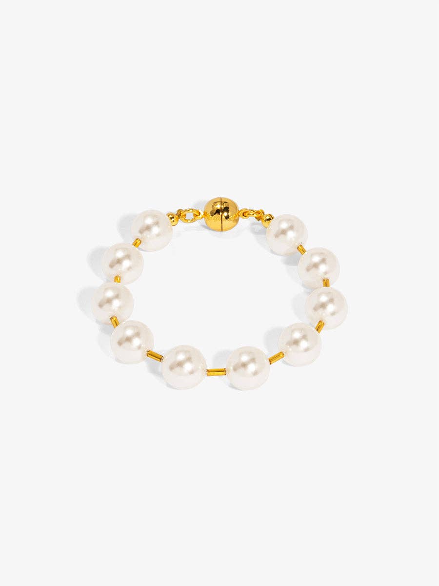 Pearl Beaded Bracelet with Tube Spacers | Hypoallergenic Pearl Jewelry