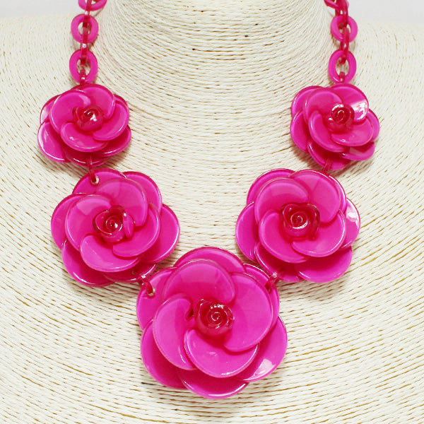 Pink Daisy Acrylic Necklace