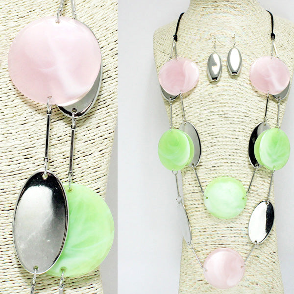 Round Double Layered Celluloid Acetate Necklace Set