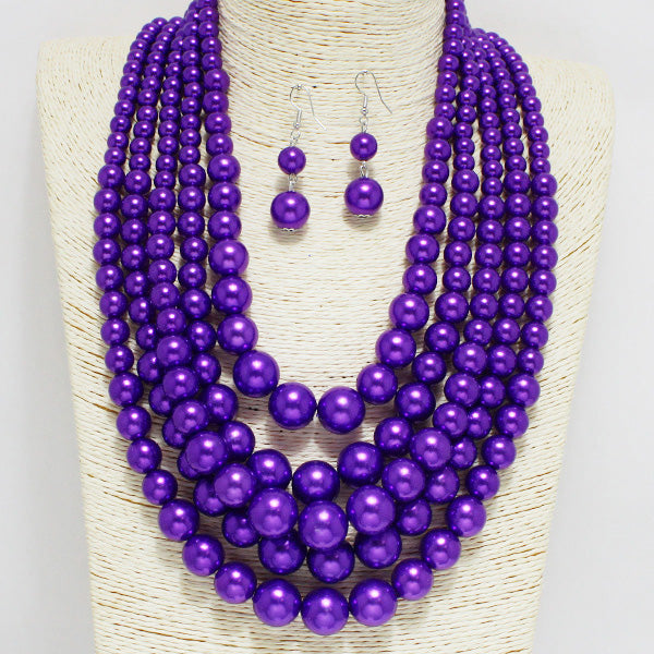 Multi-Layered Pearl Necklace Set