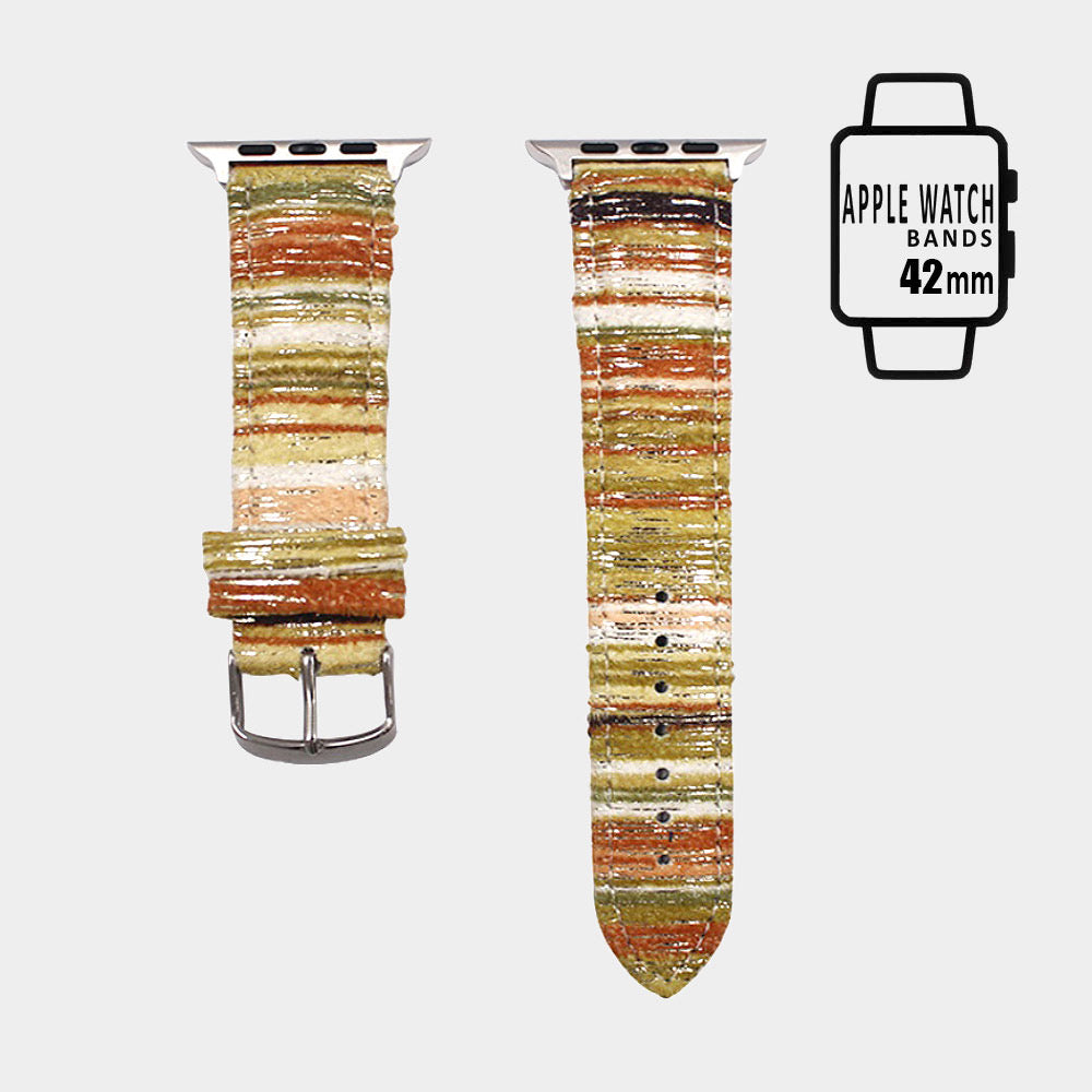 Handcrafted Striped Leather Apple Watch Band (42mm)