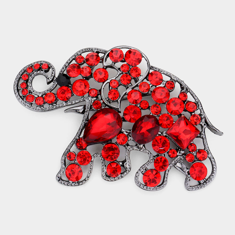 Red Elephant Brooch