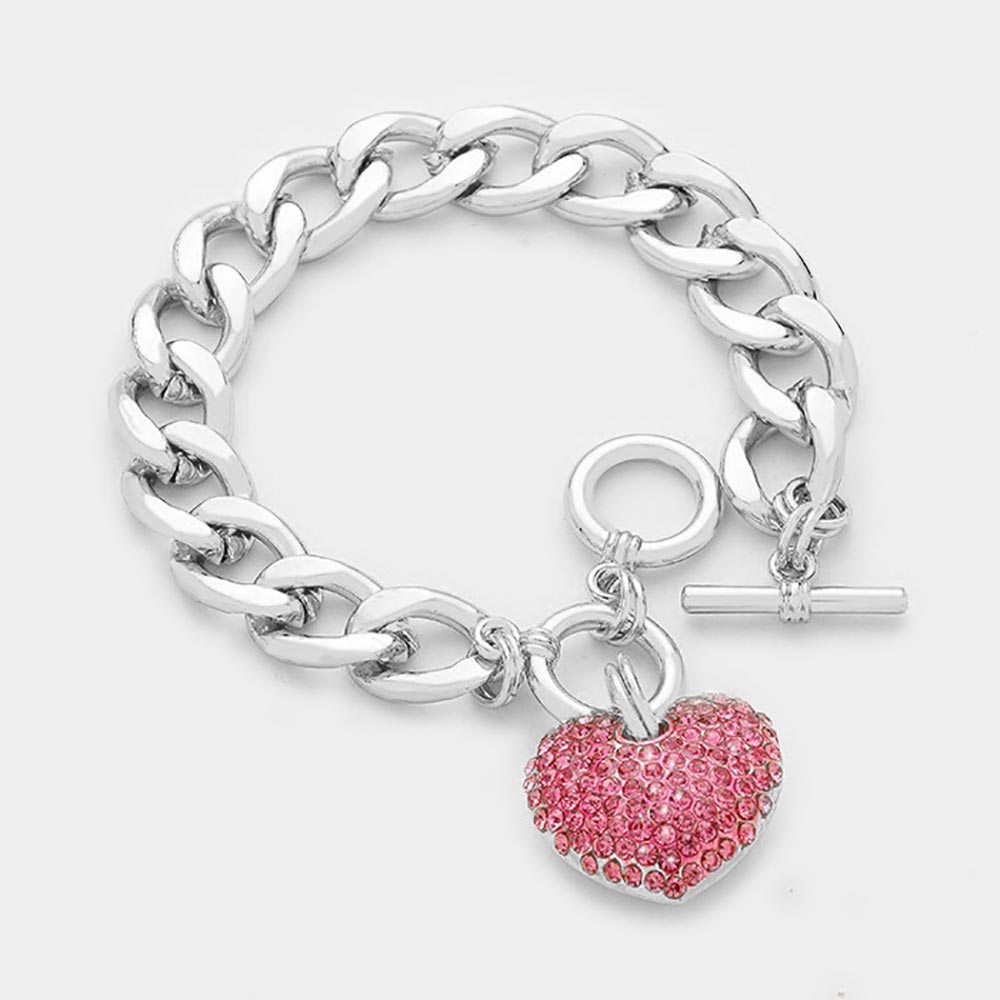 Pink Heart Toggle Bracelet