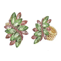 Green Crystal Leaf Ring