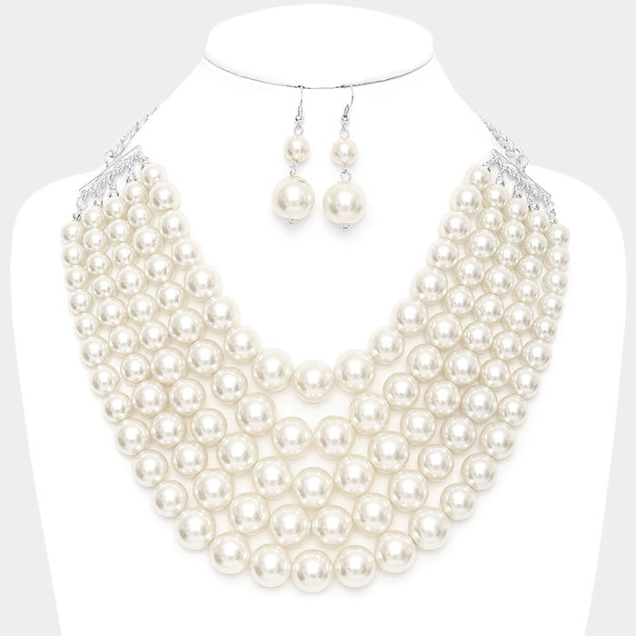 Multi-Strand Pearl Necklace Set