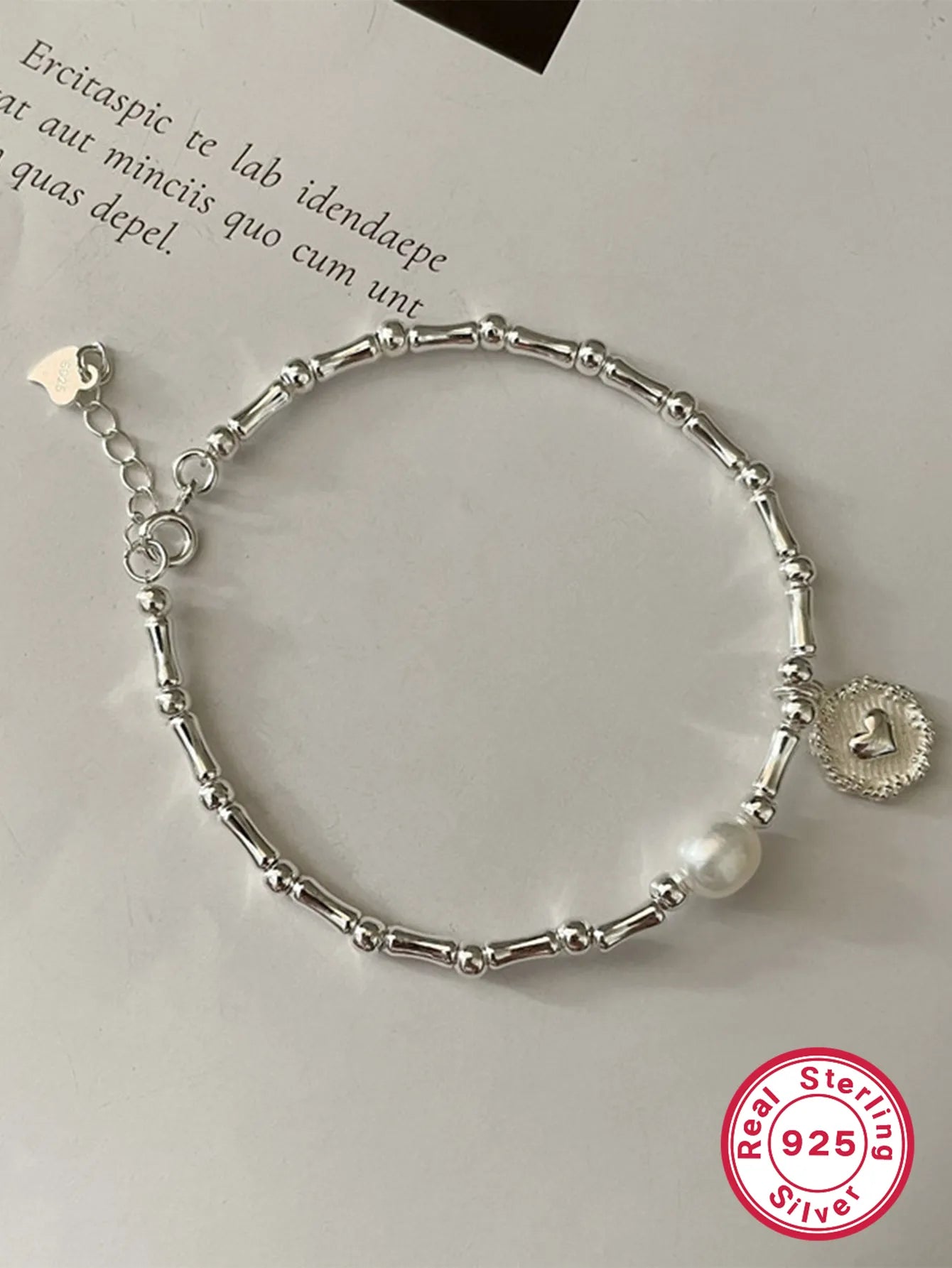 Sterling Silver 925 Bracelet w/ Pearl Accent