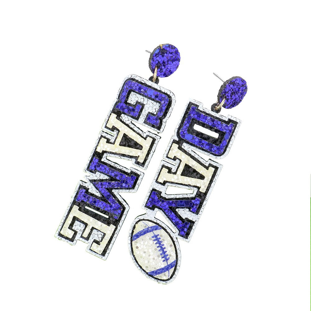 Blue "Game Day" Beaded Earrings