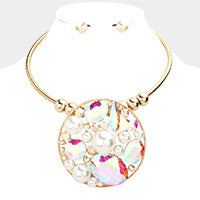 Multi-Jewel and Pearl Statement Necklace
