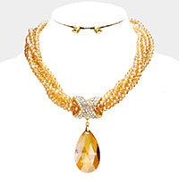 Crystal Teardrop Necklace Set