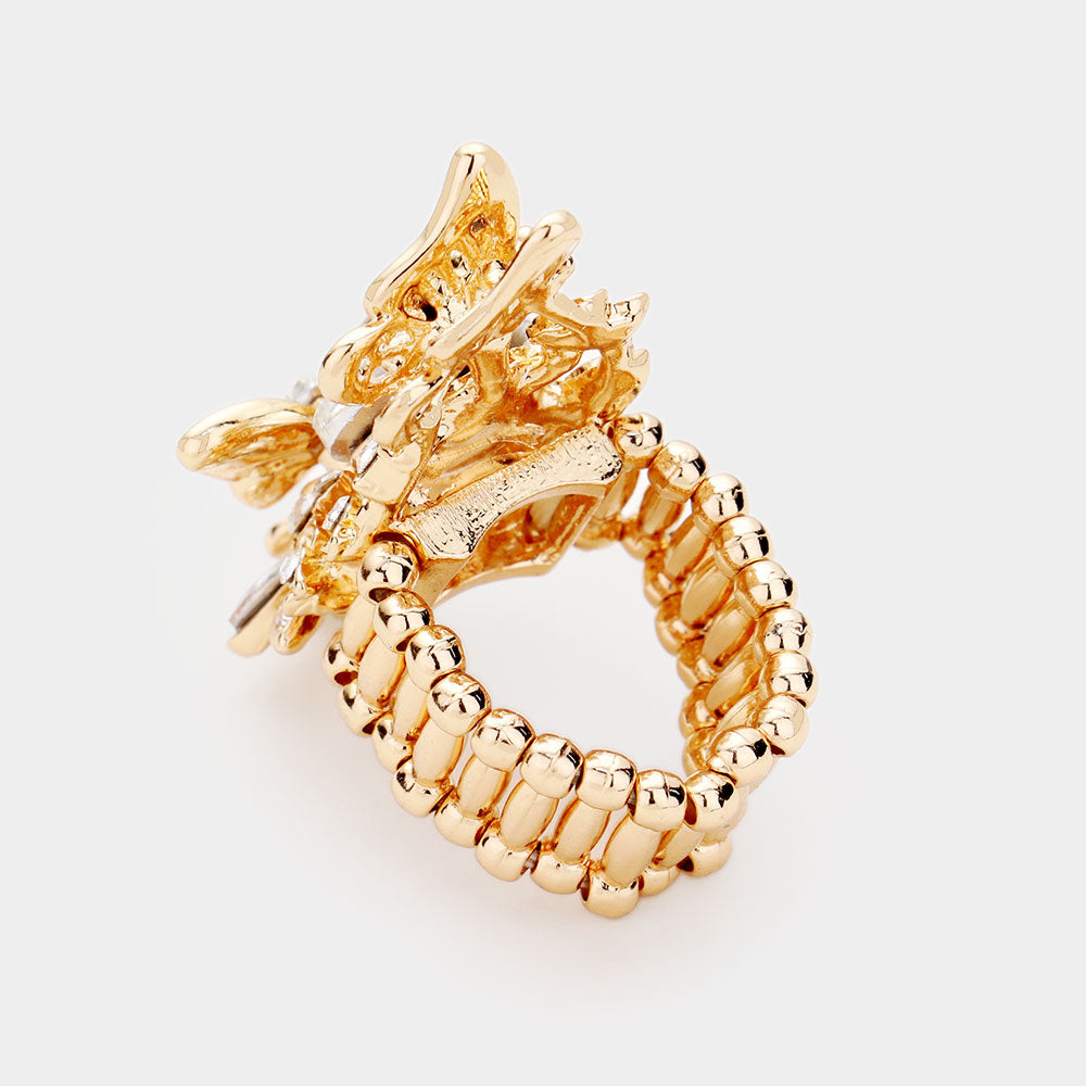 Crystal Paved Butterfly Stretch Ring