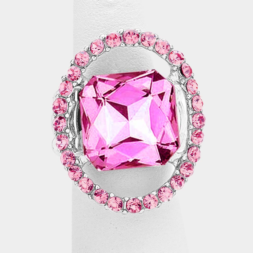 Pink Crystal Halo Ring