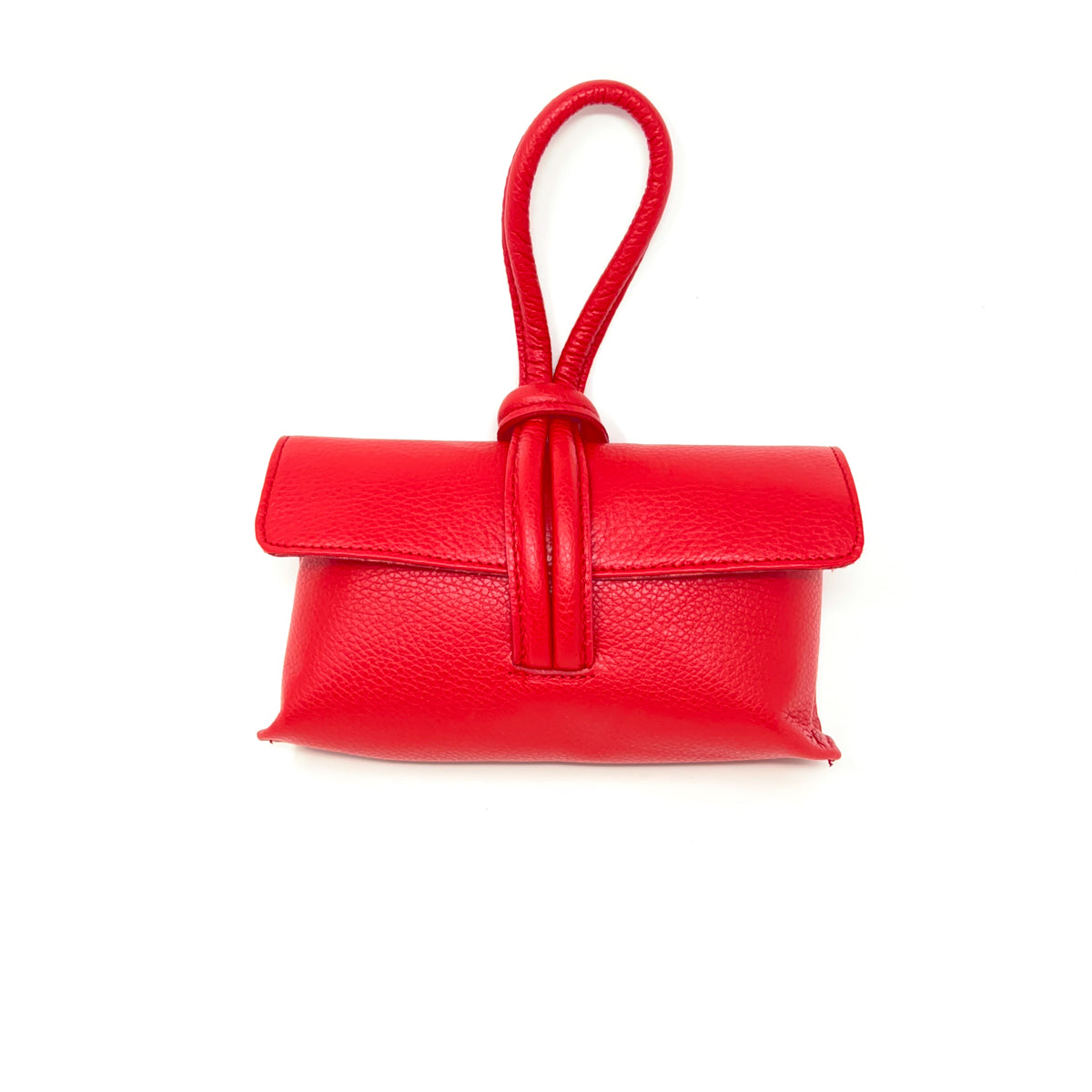 Red Genuine Leather Loop Strap Crossbody/Clutch