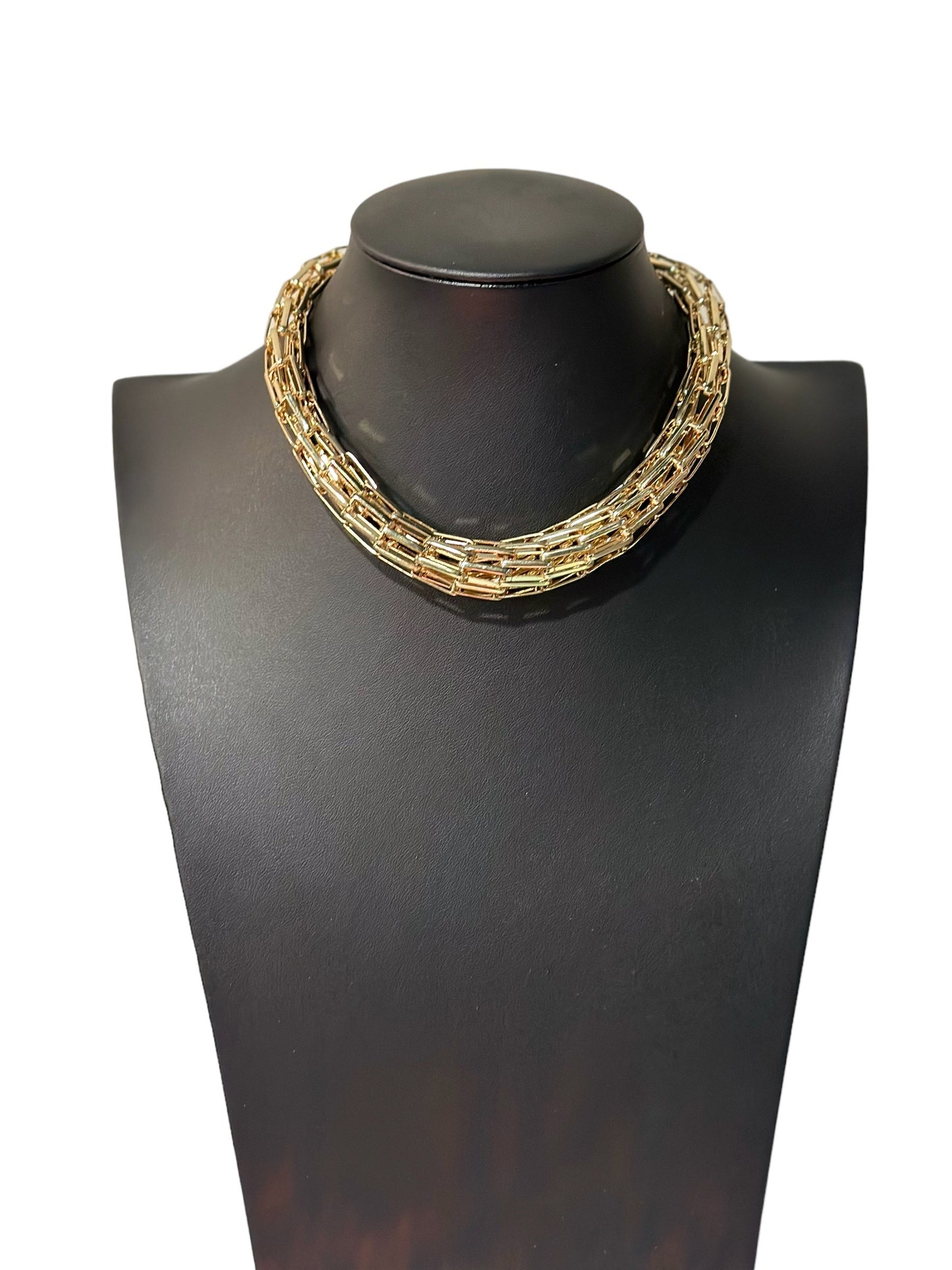 Gold Geometric Bib Necklace