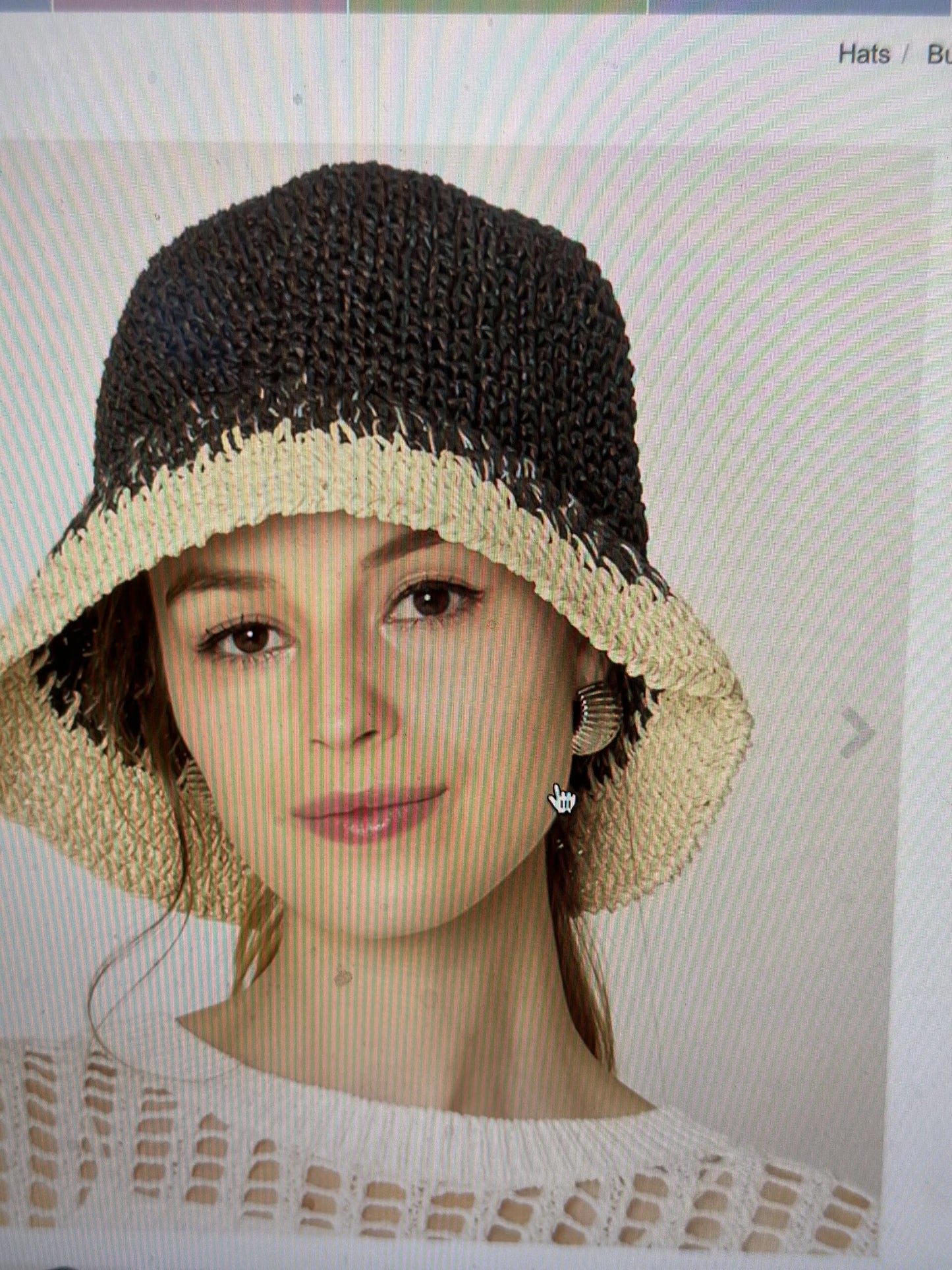 Two Tone Straw Bucket Hat