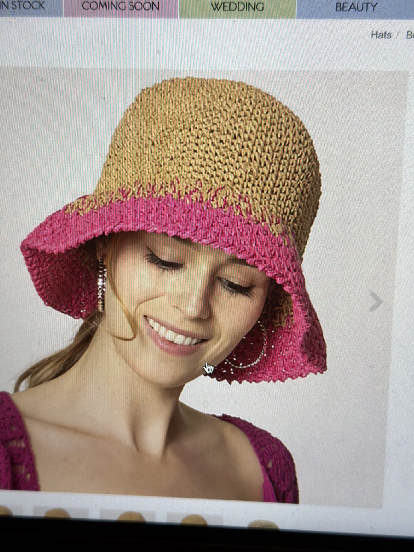 Two Tone Straw Bucket Hat