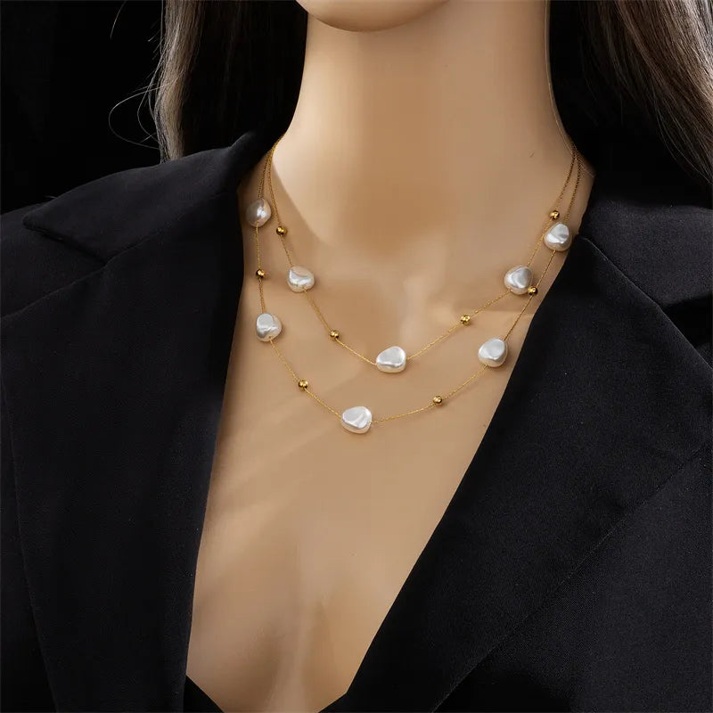 Double Layered Baroque Pearl Necklace