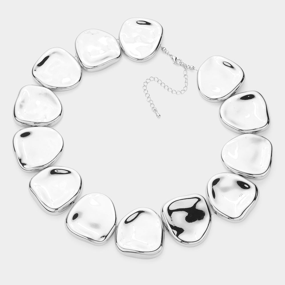 Metal Peeble Link Necklace