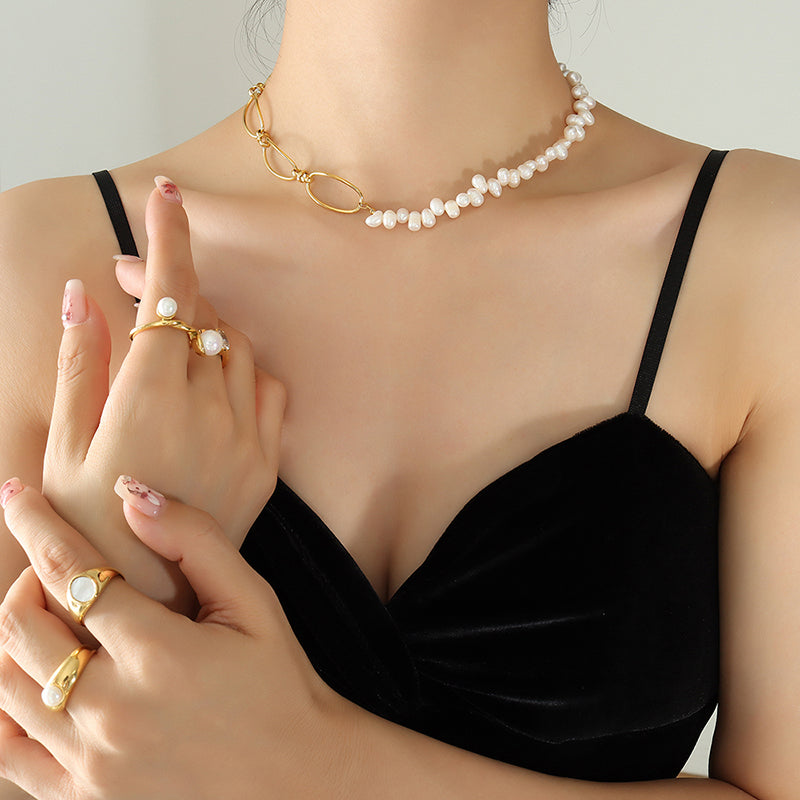 Baroque Pearl & 18K Gold-Plated Chain Necklace