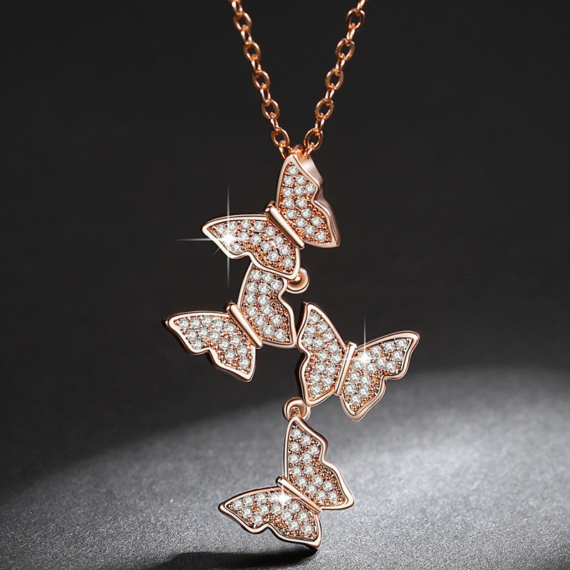 Rose Gold Butterfly Pendant Necklace