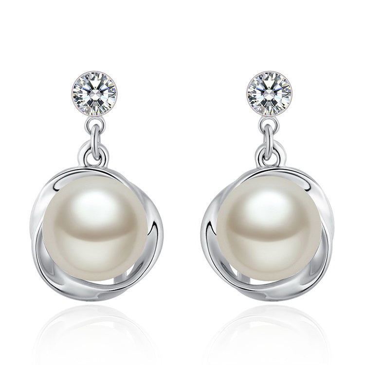 Crystal Pearl Stud Earrings