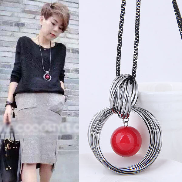 Red and Black Long Necklace