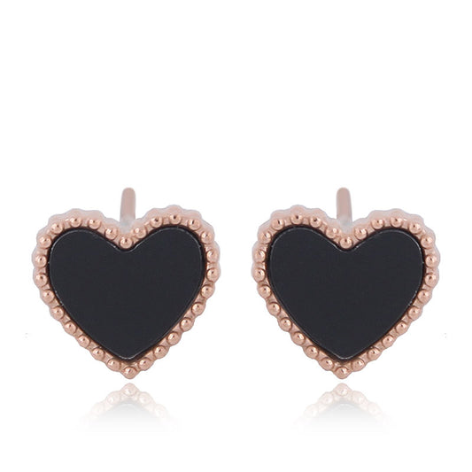 Rose Gold Heart Shaped Stud Earrings