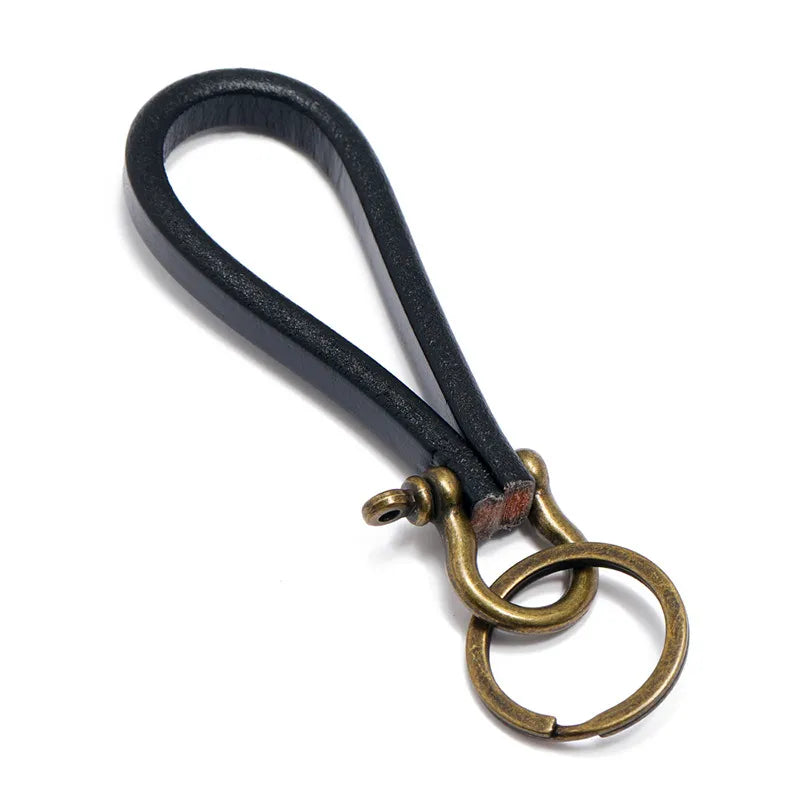 Vintage Leather Keychain with Brass Hardware