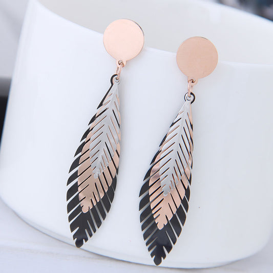 Tricolor Tree Leaf Earrings