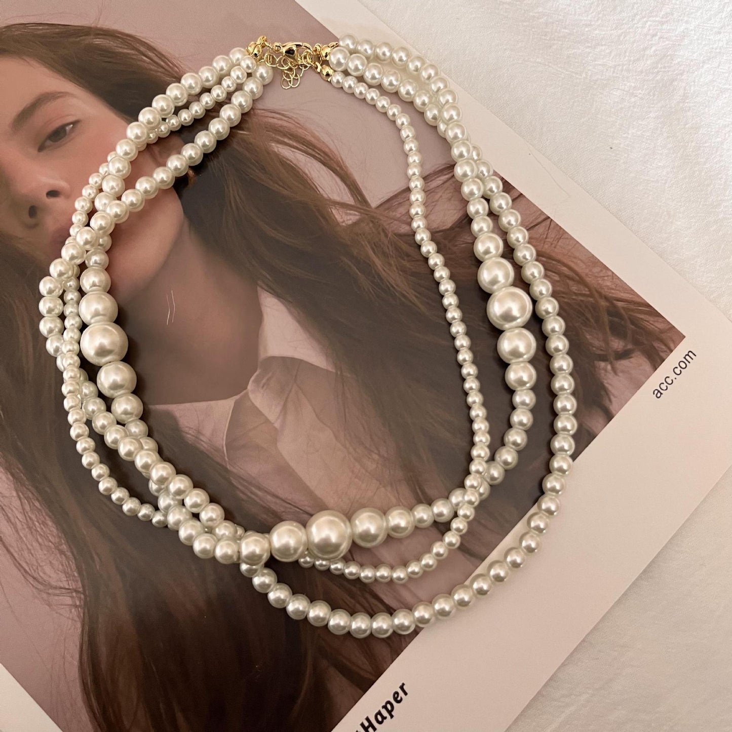 Triple Layered Pearl Necklace