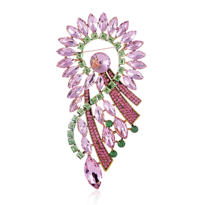 Pink and Green Crystal Brooch (XL)