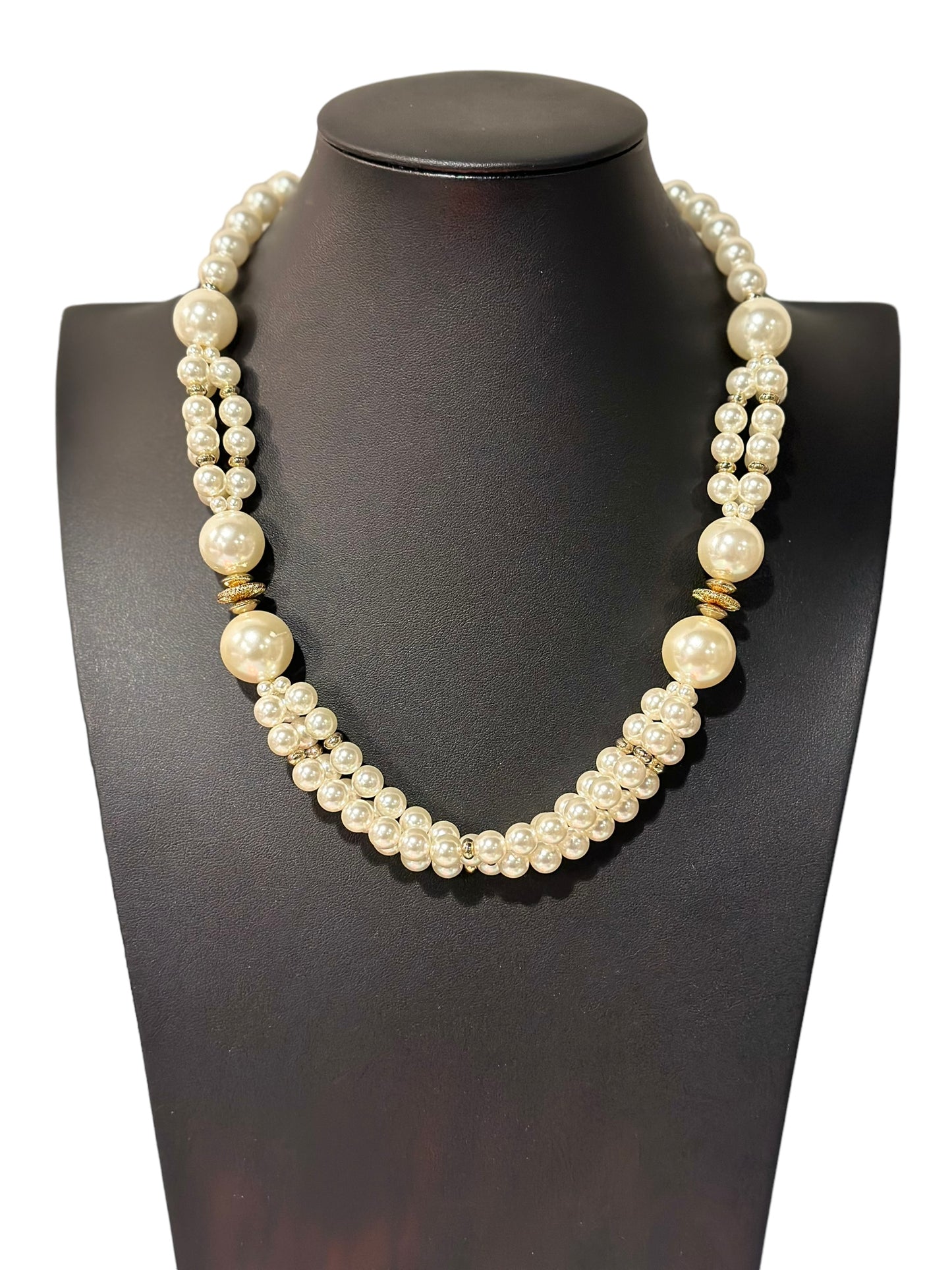 Pearl and Gold Spacer Collar Necklace