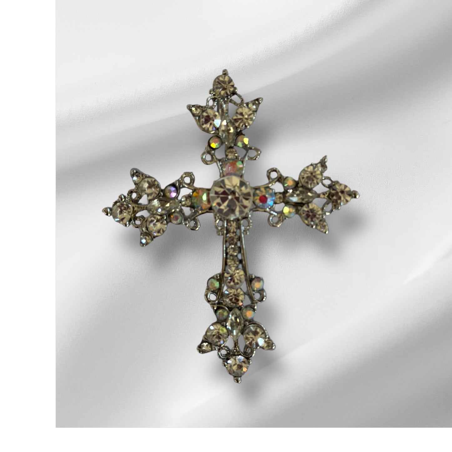 Elegant Crystal Cross Brooch