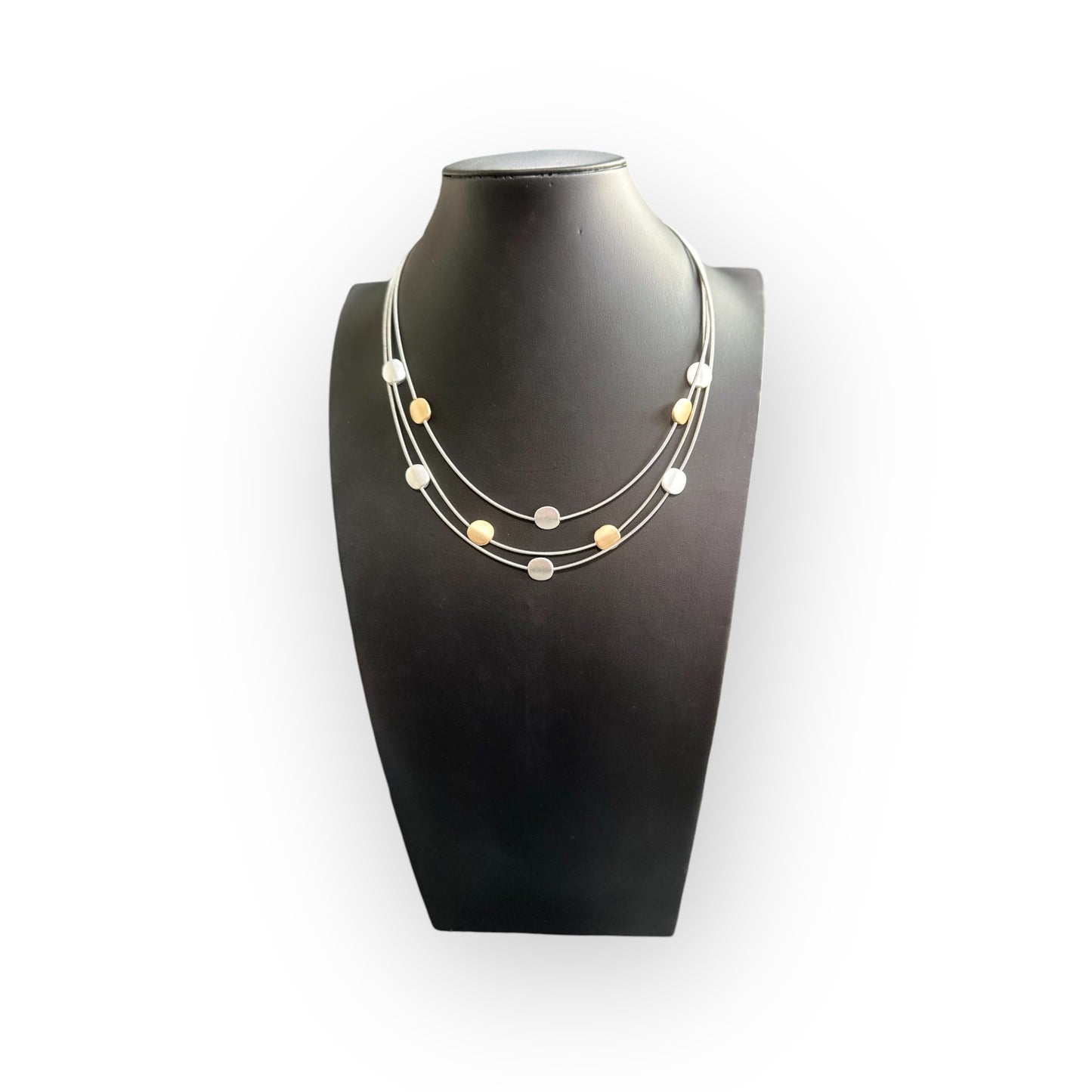 Sea Lily Triple Layer Necklace with Gold and Silver Accents