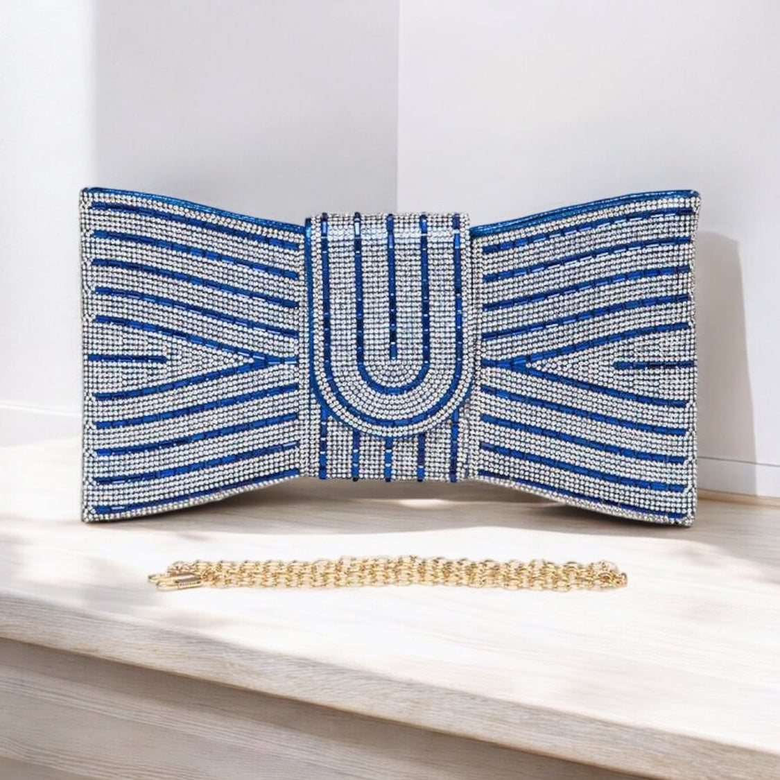 Blue & Silver Clutch Bow Clutch
