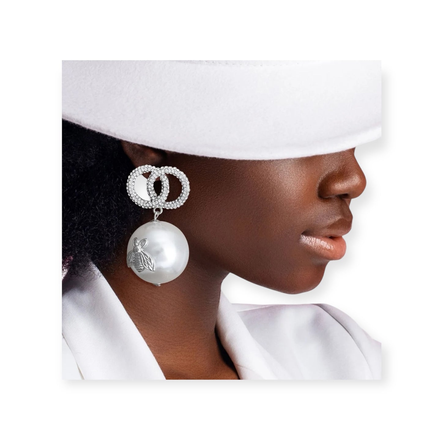 Silver Infinity Stud Jumbo Pearl Earrings