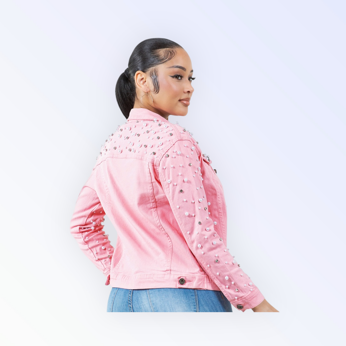 Pink Studded Denim Jacket (S/M)