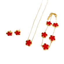 Clover Charm Stainless Steel Jewelry Set