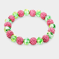 Pink & Green Beaded Bracelet