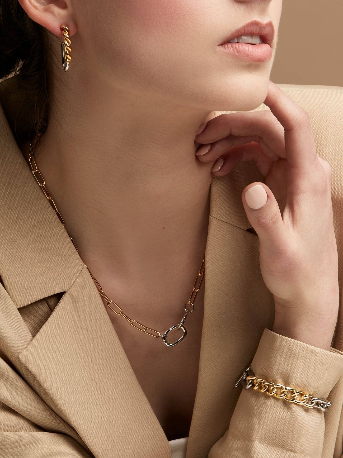 18K Gold-Plated Mixed Link Toggle Bracelet